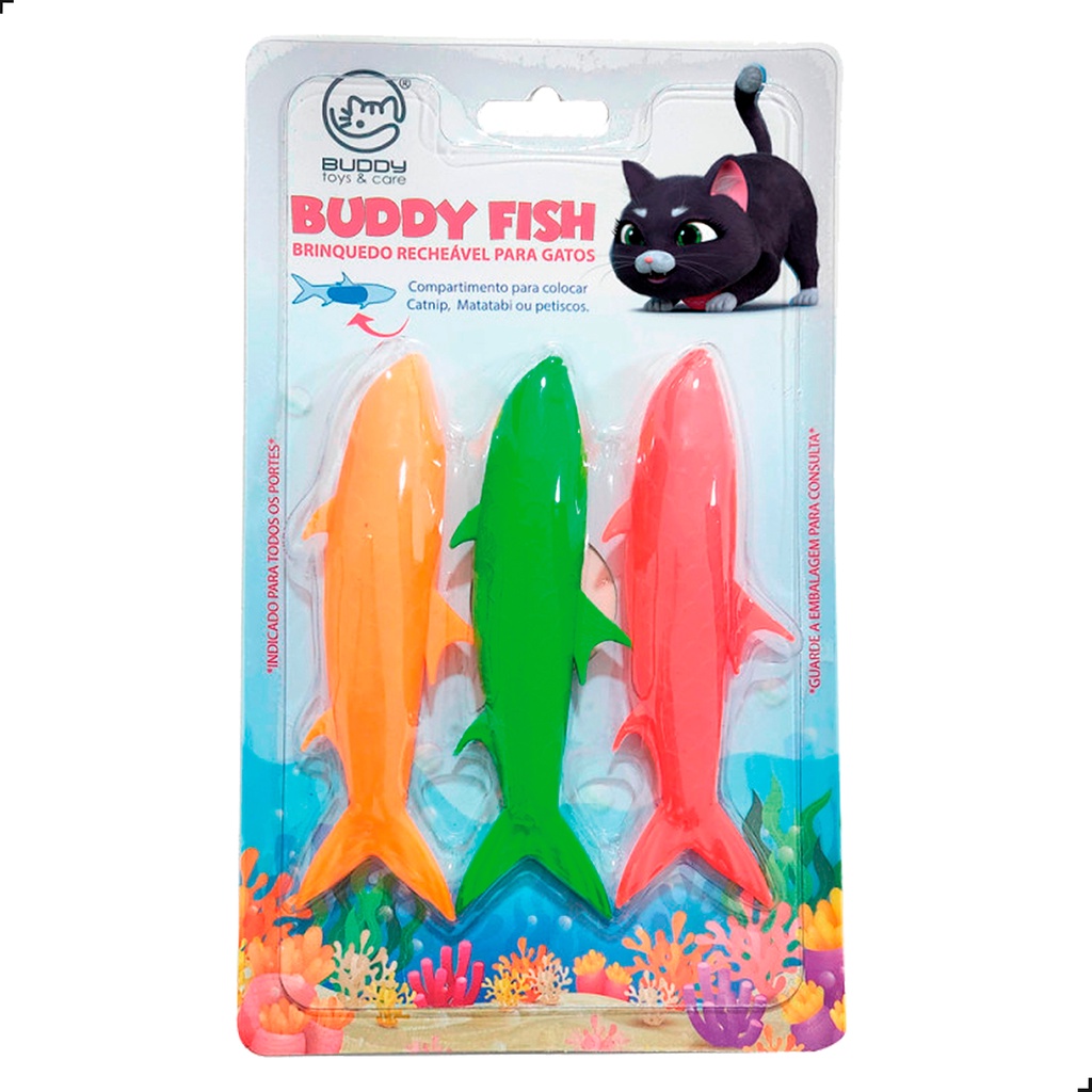 Buddy fish brinquedo recheavel para gatos