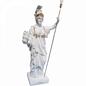 Estátua Grega Deusa Athena 32cm: "Deusa Da Sabedoria e da Guerra" (Cor Branca)