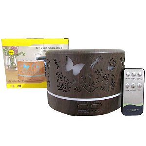 Umidificador e Difusor de Aromas com Led e Controle Remoto BM100 700ml - Marrom Escuro