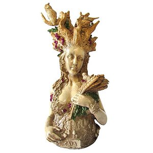 Estátua Deusa Gaia Mãe Terra colorida 25cm