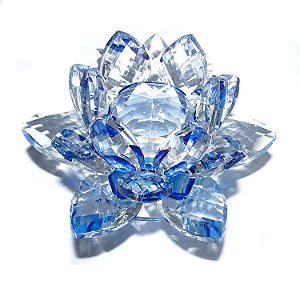 Flor de Lótus Cristal Brilhante Azul 8,5cm