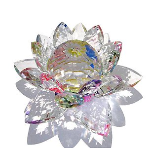 Flor de Lótus Cristal Brilhante Colorido T50 13cm