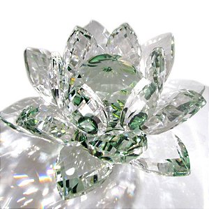 Flor de Lótus Cristal Brilhante Verde T50 13cm
