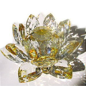 Flor de Lótus Cristal Brilhante Amarelo T50 13cm