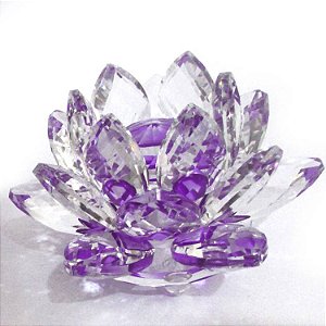 Flor de Lótus Cristal Brilhante Lilás 8,5cm