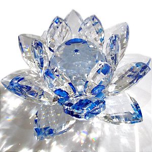 Flor de Lótus Cristal Brilhante Azul T40 10cm