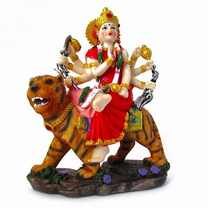 Estátua Deusa Durga Hindu 8 Braços 18cm