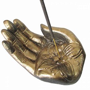 Incensário Mão Flor de Lótus 13,5cm