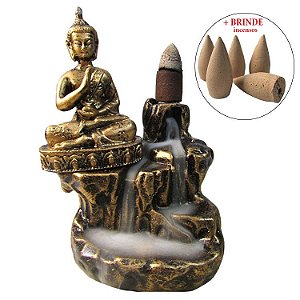 Incensário Cascata Buda Tibetano 11cm + Brinde