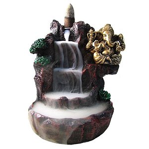 Incensário Cascata Ganesha na Montanha 12cm + Brinde
