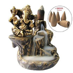 Incensário Cascata Ganesha Zen 10cm + Brinde