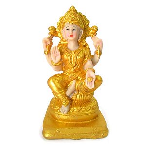 Estátua Deusa Lakshmi Dourada 12cm