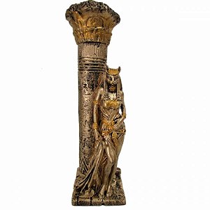 Deusa Bastet no Pedestal 27cm - Dourado