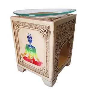 Recho Difusor Quadrado dos 7 Chakras com Flor da Vida 12cm