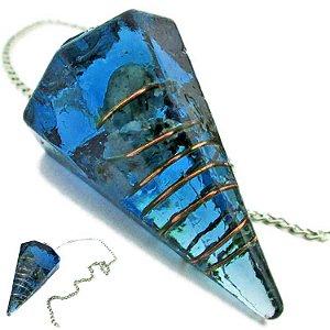 Pêndulo de Orgonite com Cristal - Raio Azul