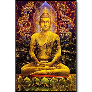Quadro Buda em Meditação com o Rei Naga de Parede 29cm