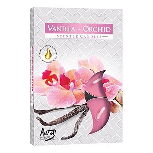 Velas Tealights Perfumadas Caixa com 6 Unidades Aura - Baunilha com Orquídea