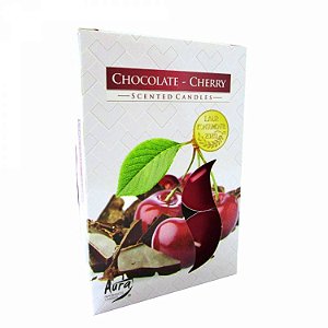 Velas Tealights Perfumadas Caixa com 6 Unidades Aura - Chocolate com Cereja