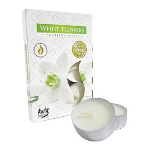 Velas Tealights Perfumadas Caixa com 6 Unidades Aura - White Flowers