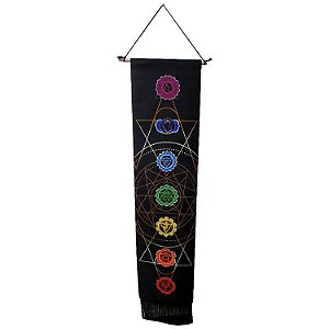 Ornamento de Parede Pergaminho 140cm - 7 Chakras Preto