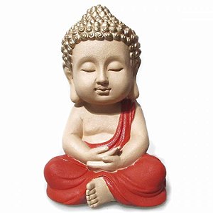 Estátua Buda Monge Alta Vibração G 32cm - Vermelho