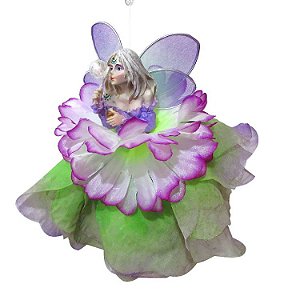 Fada de Pendurar Com Bolinha de Sabão 15cm - Espiritualidade e Saúde (Lilás com Verde)