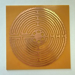 Gráfico Labirinto de Chartres, em Fenolite com Cobre 029 - 14cm