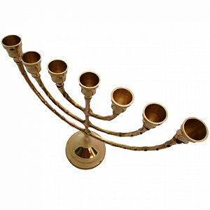 Castiçal Menorah 7 Velas em Bronze 25cm - Candelabro Sete Velas