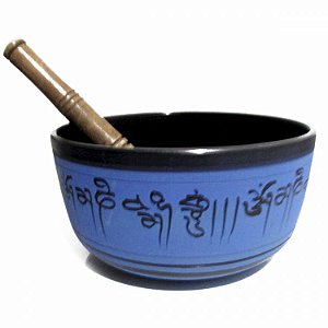 Tigela Tibetana Mantras Sino e Canto Alto T2 16cm - Azul