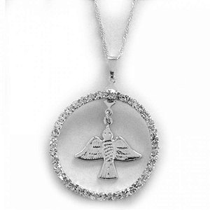 Colar Gargantilha Espírito Santo com Círculo de Strass 3cm - Prateado