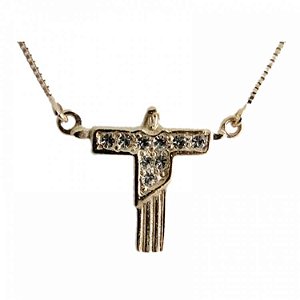 Colar Gargantilha Cristo com Strass 2cm - Dourado