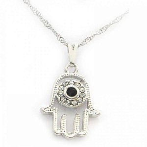 Colar Gargantilha Hamsa 2cm - Prateado