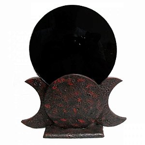 Espelho Negro Triluna Wicca  27cm - Base Vermelha
