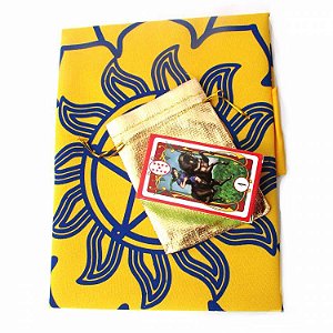 Kit para Cartas Cigana com Toalha, Bolsa e Baralho - Amarelo