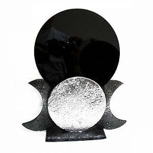 Espelho Negro Triluna Wicca  27cm - Base Prata