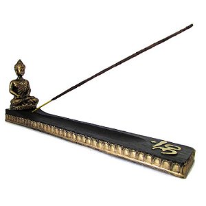 Incensário Buda Meditando com Símbolo Om 24,5cm - Dourado