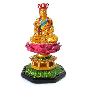 Estátua Buda Dourado na Flor de Lótus 14cm - PROMOÇÃO