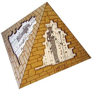 Pirâmide Quéops Ísis, Hórus, Rá e Hátor em MDF 23cm - Marrom