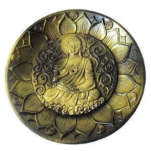 Incensário Prato Buda 12cm - Dourado
