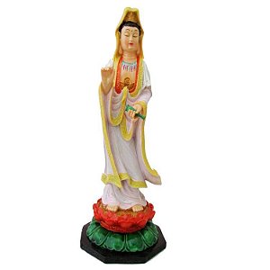 Estátua Deusa Kuan Yin G 27cm - Colorida