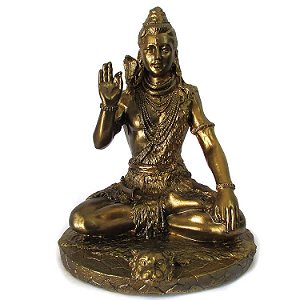 Estátua Deus Shiva 25cm - Ouro Velho