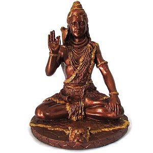 Estátua Deus Shiva 25cm - Bronze com Dourado