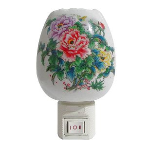 Aromatizador Elétrico e Luminária em Porcelana 110v - Buquê de Flores
