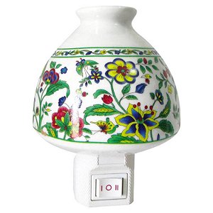 Aromatizador Elétrico e Luminária em Porcelana 110v - Flores e Borboletas