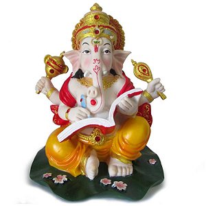 Estátua Ganesha Escrevendo 25cm