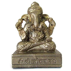 Estátua Deus Ganesha 7,5cm - Ouro Velho