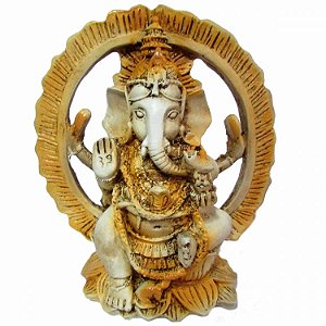Estátua Ganesha no Portal 13cm - Bege