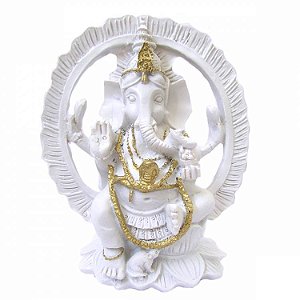Estátua Ganesha no Portal 13cm - Branca