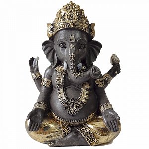 Estátua Ganesha Yoga Prosperidade 14cm - Meditação