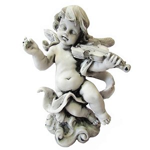 Estátua Anjo com Violino 17cm